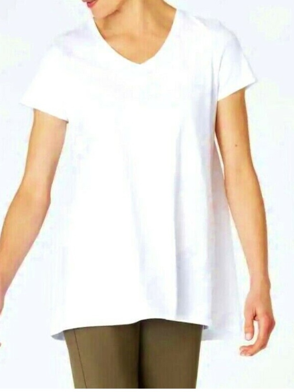 Pure Jill Women’s White V-Neck Short Sleeve Tunic Top S